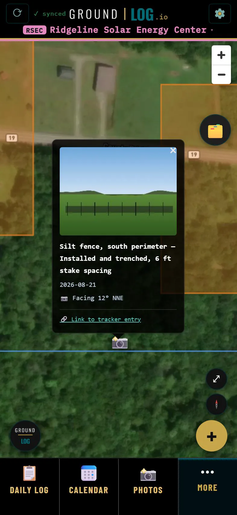 A photo pin opened on the map showing the picture taken at that spot